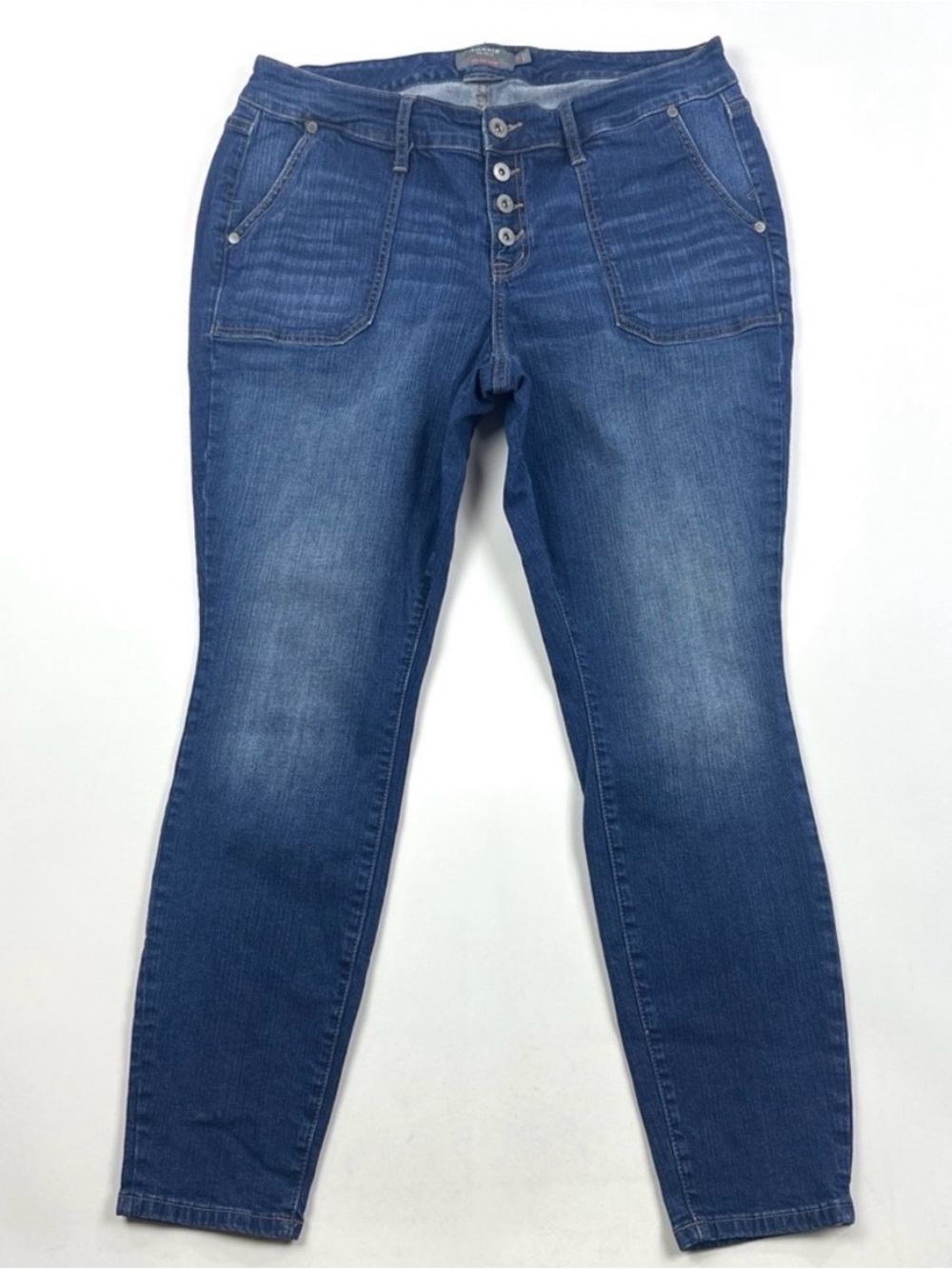 Torrid Mid Rise Skinny Womens 14R Regular Button Fly Vintage Stretch Blue Jeans
